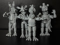 WITHERED 4 PACK Custom Uncolored Articulating Figures FNAF Five Nights At Freddy