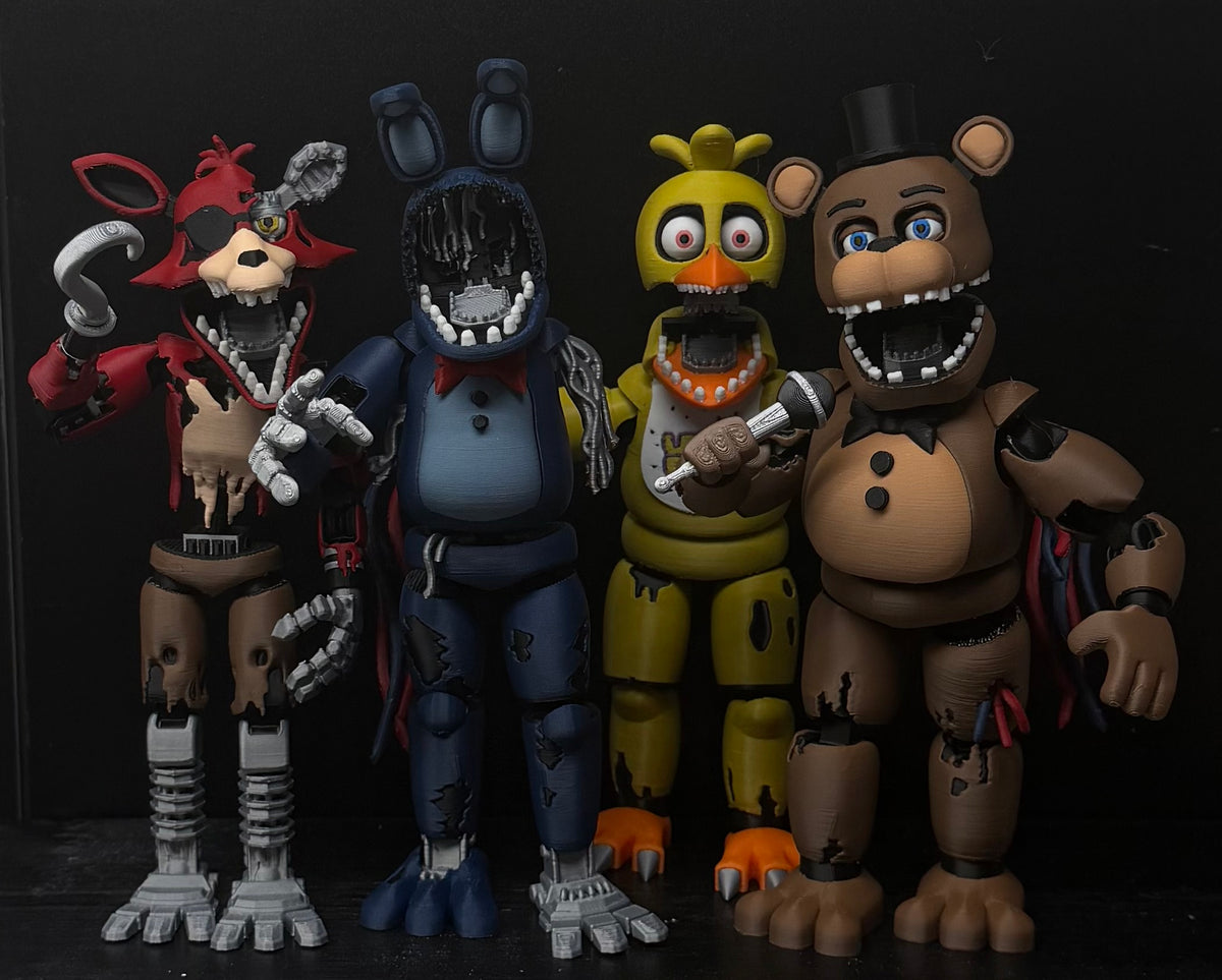 Withered 4 Pack Bundle Custom Articulating Figures FNAF Five Nights At Freddy’s