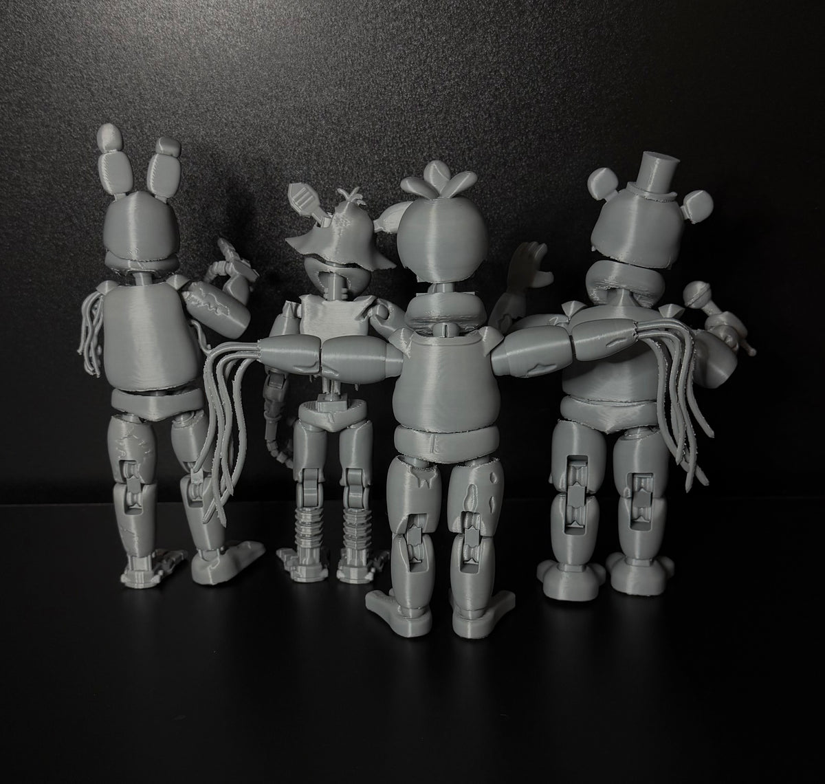 WITHERED 4 PACK Custom Uncolored Articulating Figures FNAF Five Nights At Freddy