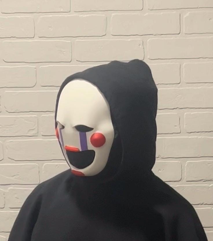 Wearable Marionette / Puppet Mask FNAF Five Nights At Freddy’s Uncolored
